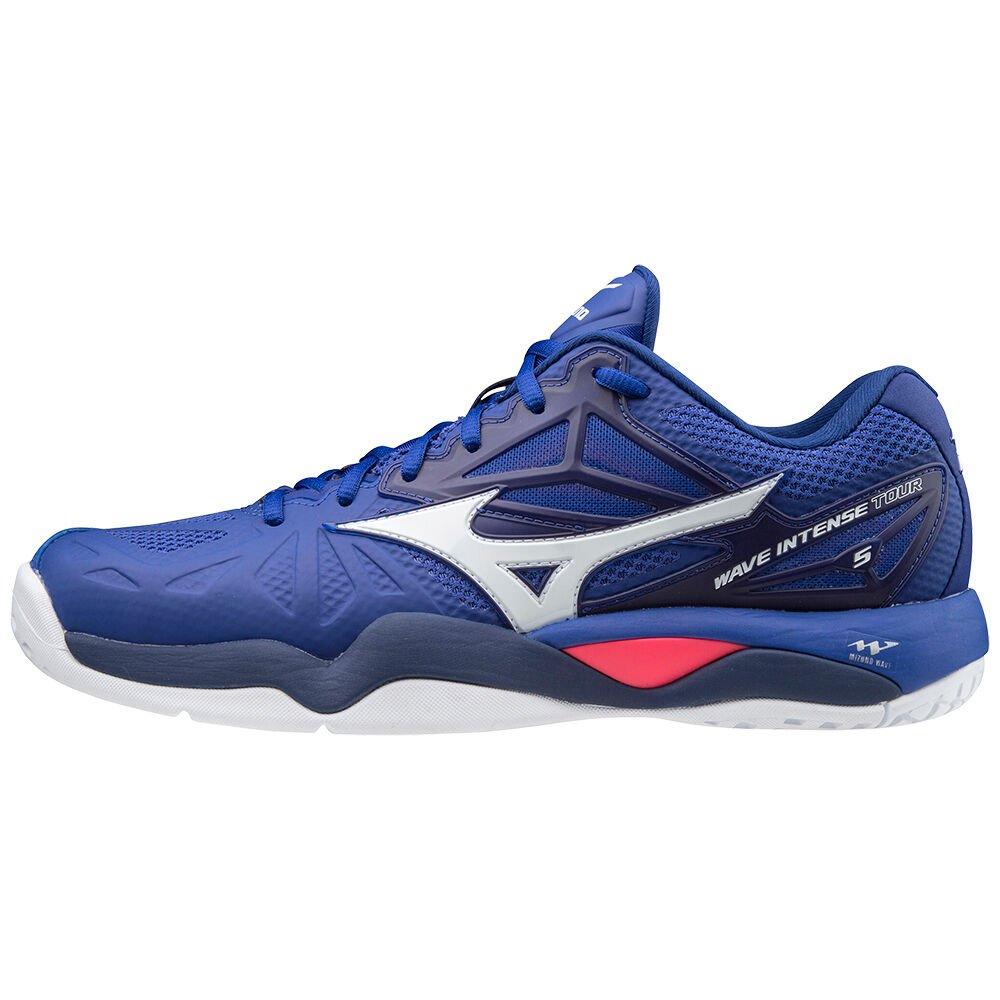 Men's Mizuno Tennis Shoes Blue/White/Pink Wave Intense Tour 5 Ac Shoes - 61GA190020